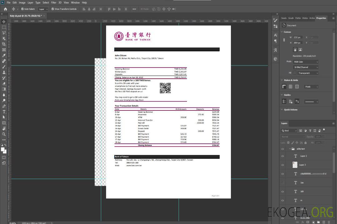 Relevé bancaire de la Banque de Taiwan de Taiwan xls template Relevé bancaire de la Banque de Taiwan de Taiwan xls template